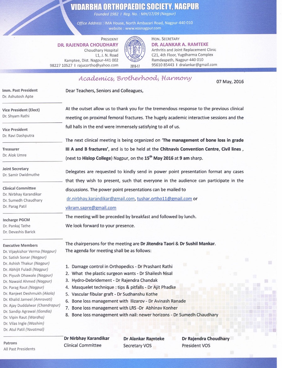 15 May 2016 Clincal meet - management of bone loss in grade III A and B fractures